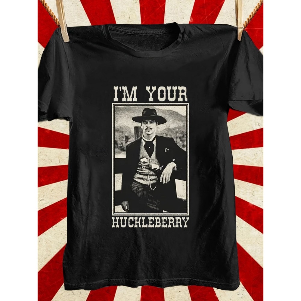 Tombstone Doc Holliday Im Your Huckleberry Graphic T-Shirt Mens Black Movie Tee
